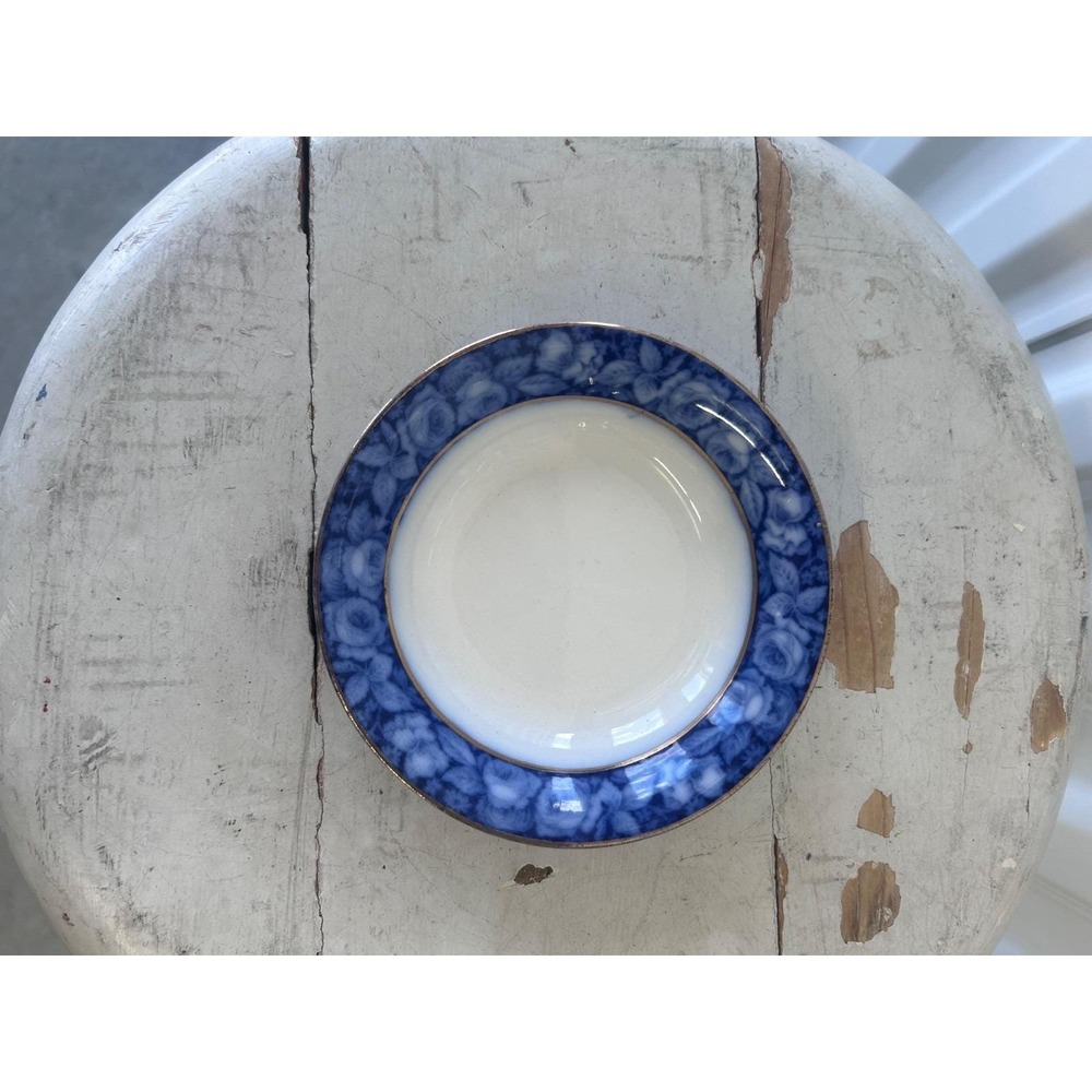 Flow Blue Small Serving or Berry Bowl Beauty Roses By Grindley (313A)